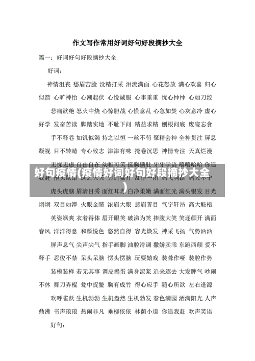 好句疫情(疫情好词好句好段摘抄大全)