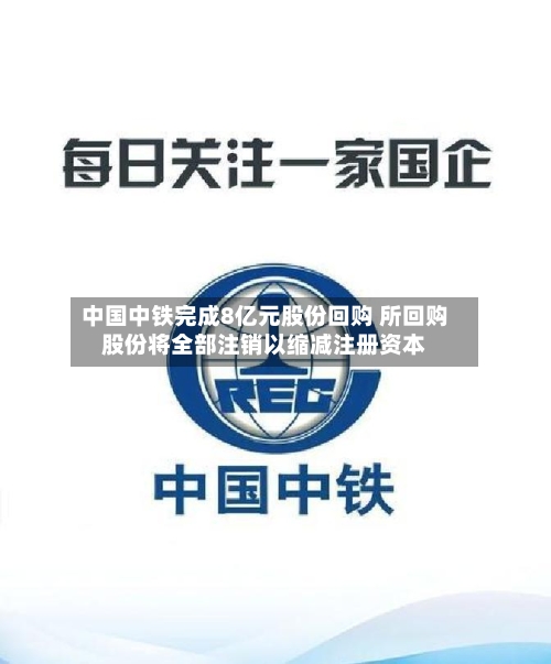 中国中铁完成8亿元股份回购 所回购股份将全部注销以缩减注册资本