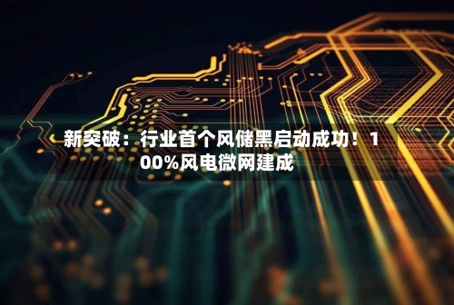 新突破：行业首个风储黑启动成功！100%风电微网建成