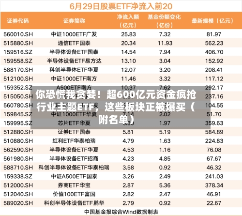 你恐慌我贪婪！超600亿元资金疯抢行业主题ETF	，这些板块正被爆买（附名单）-第3张图片